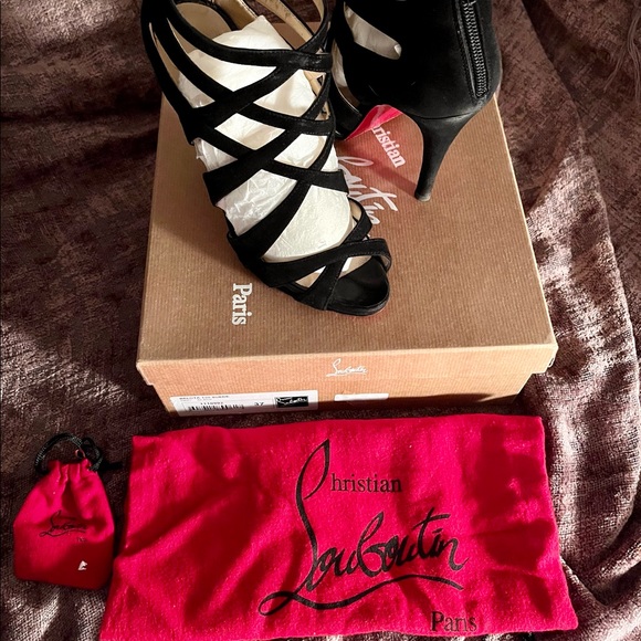 Christian Louboutin Black Suede BALOTA 120 mm Stilleto Booties sz 37/7 - Picture 6 of 9